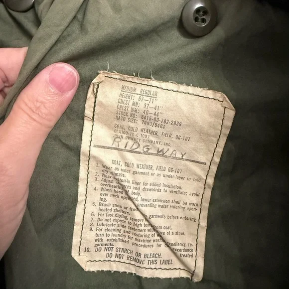 Vintage 1950s–60s USAF OG-107 Cold Weather Field Jacket w/ Original Patches - Picture 10 of 10